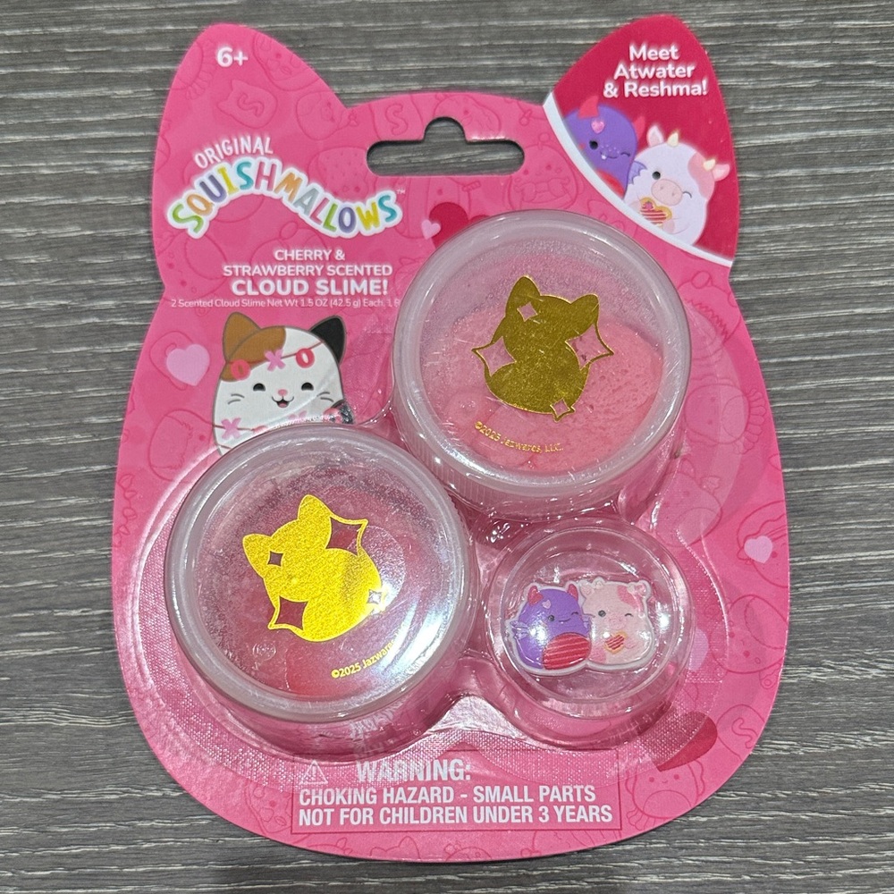 NWT Squishmallows Cherry & Strawberry Scented Cloud Slime Set